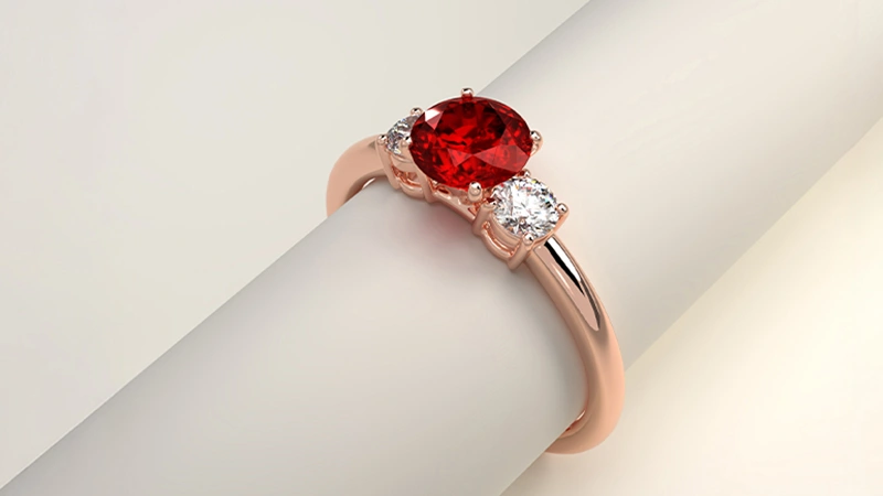 Three Stone Ruby Engagement Ring