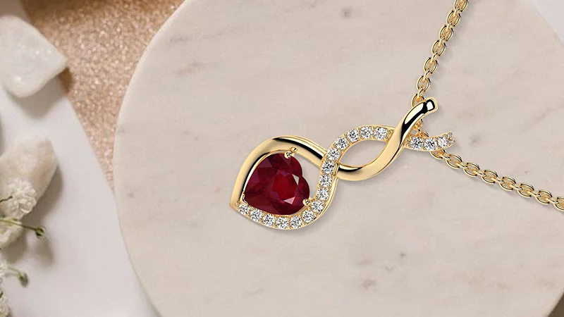 July birthstone heart pendant