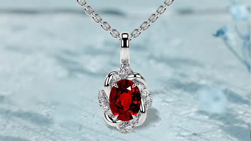 July birthstone oval pendant
