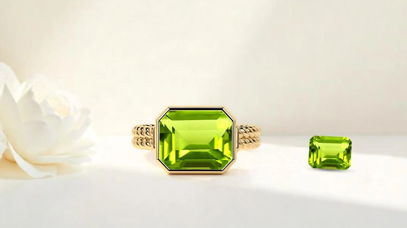 Labor Day Peridot East-West Ring For Women