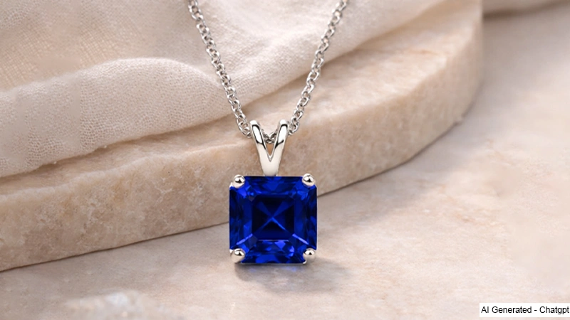 A minimalistic blue sapphire pendant