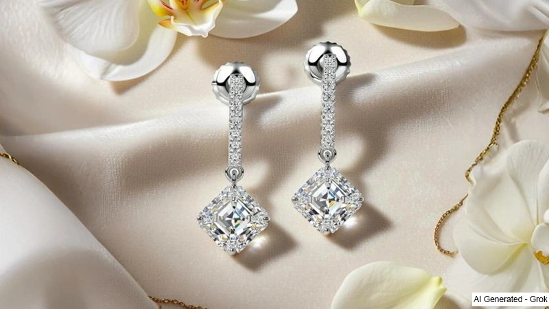 An exquisite lab-grown diamond dangle earrings