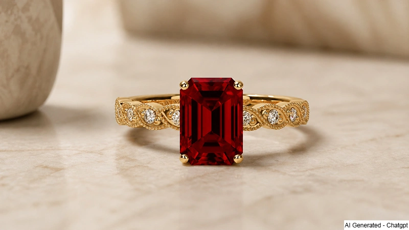 Emerald Cut Ruby Ring
