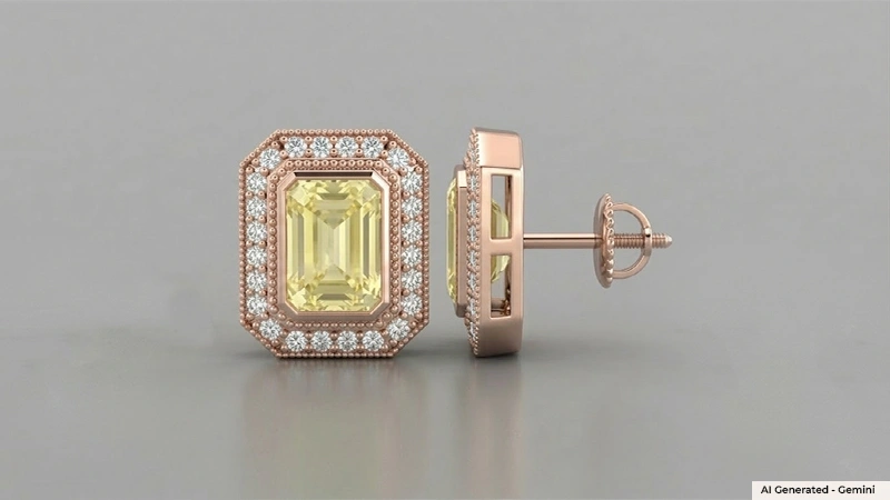 Yellow Sapphire Halo Earrings
